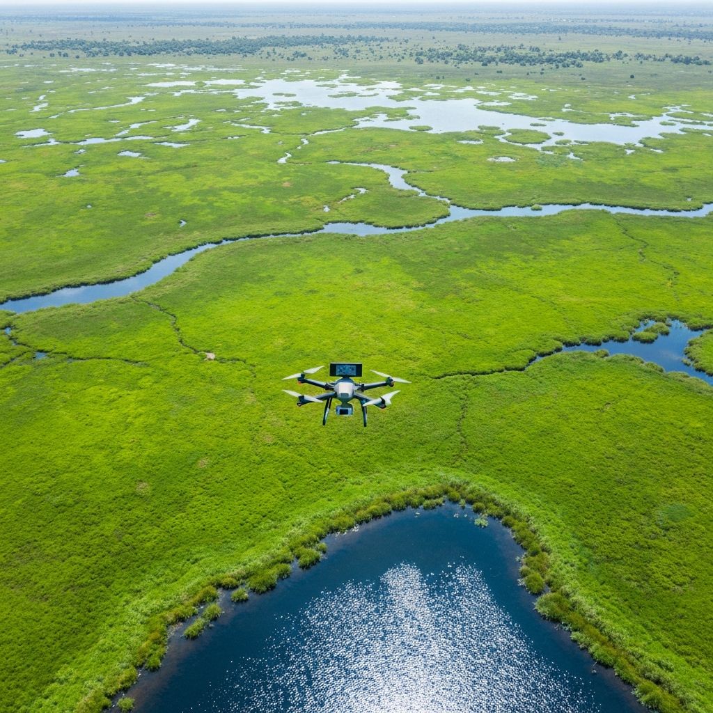Drone mapping wetland terrain