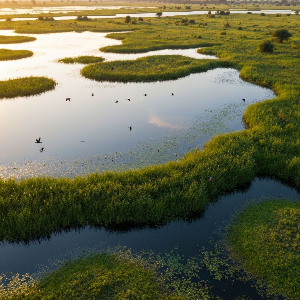 Aerial view of Zimbabwe wetland ecosystem