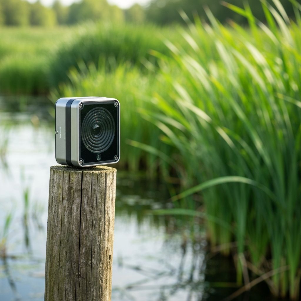 IoT sensor monitoring water quality in a wetland